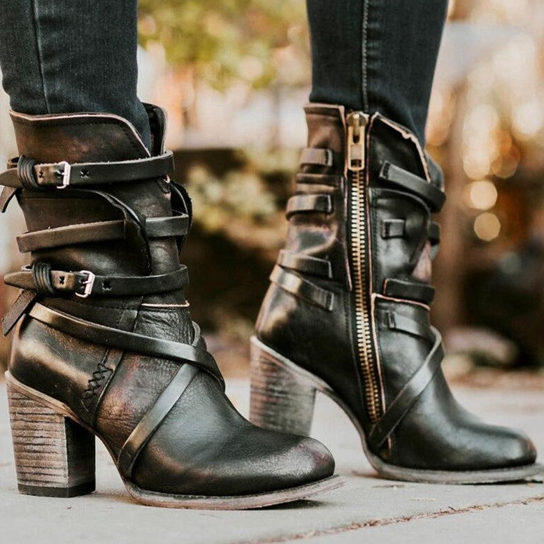 Damen Orthopädische Stiefeletten Leder Komfort