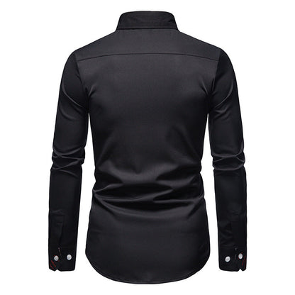 Herren Hemd Paisley Muster Elegantes Baumwollhemd Blau