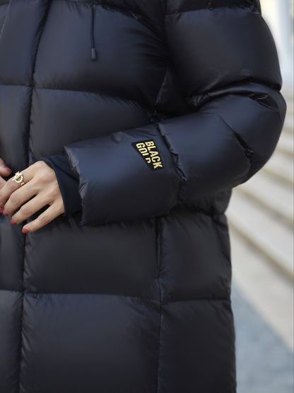 Damen Winterparka Lang Wattiert Mit Kapuze