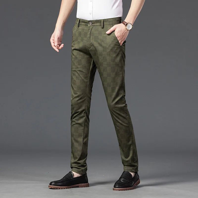 Herren Slimfit Hosen Kariert Elegant
