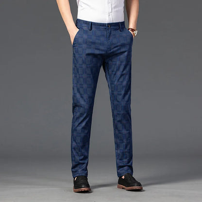 Herren Slimfit Hosen Kariert Elegant