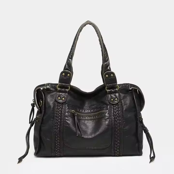 Vegane Leder Schultertasche Robust Vintage Look - Norvielle