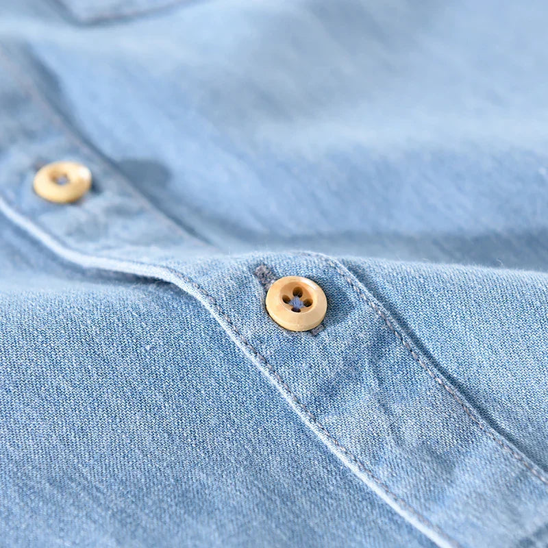 Herrenhemd Baumwolle Denim Blau Modern