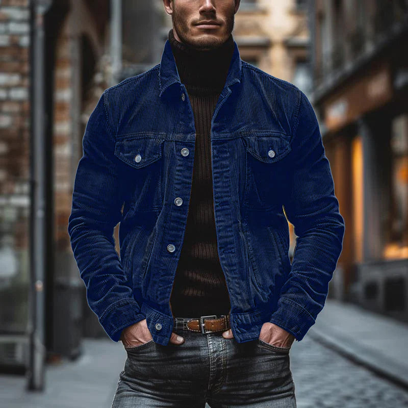 Herren Lederjacke Einreiher Vintage Stil Leder