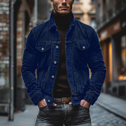 Herren Lederjacke Einreiher Vintage Stil Leder