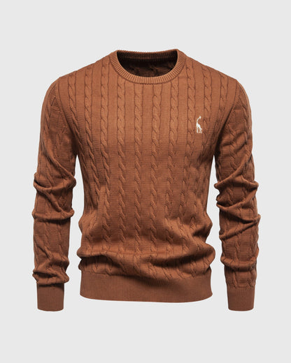 Herren Strickpullover Zopfmuster Baumwolle Bequem