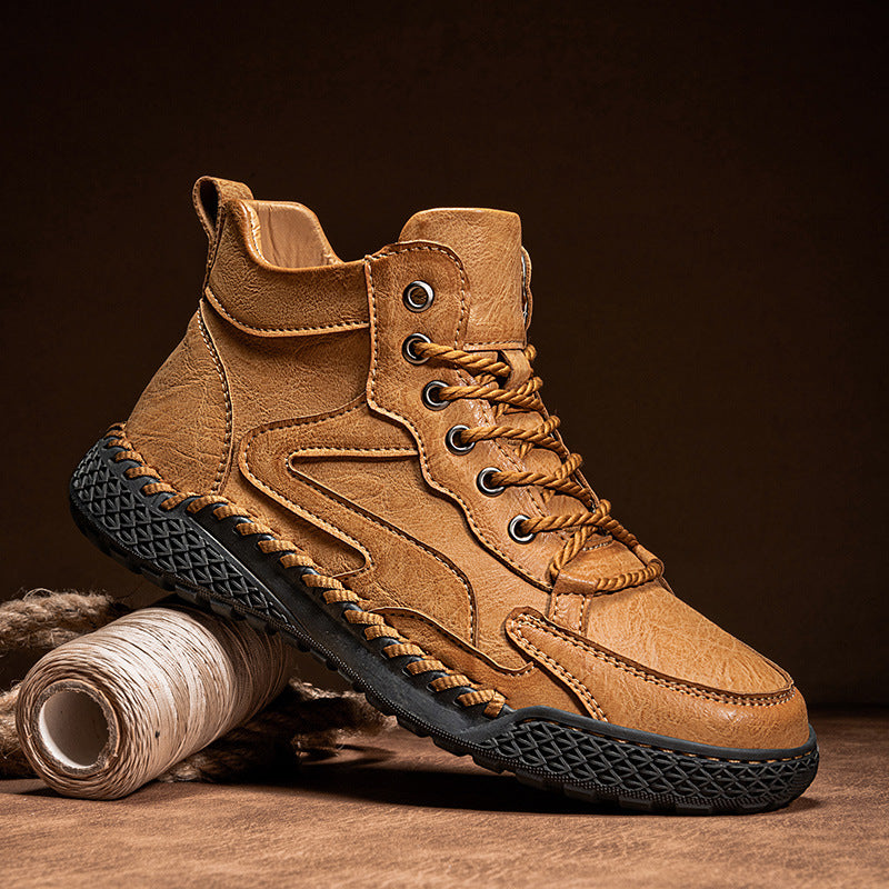 Herren Leder Wanderstiefel Robust Wasserfest