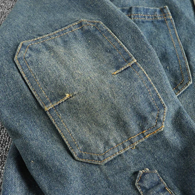 Herren Jeanshemd Used Look Blau