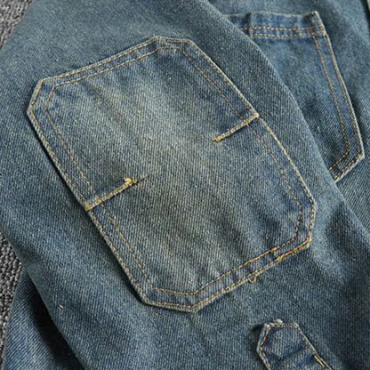Herren Jeanshemd Used Look Blau
