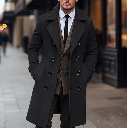 Herren Wollmantel Klassisch Warm Braun