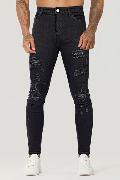 Herren Skinny Jeans Destroyed Rippen