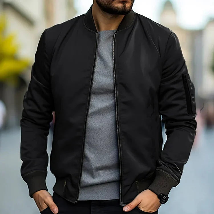 Herren Bomberjacke Leicht Modern Sportlich Schwarz - Norvielle