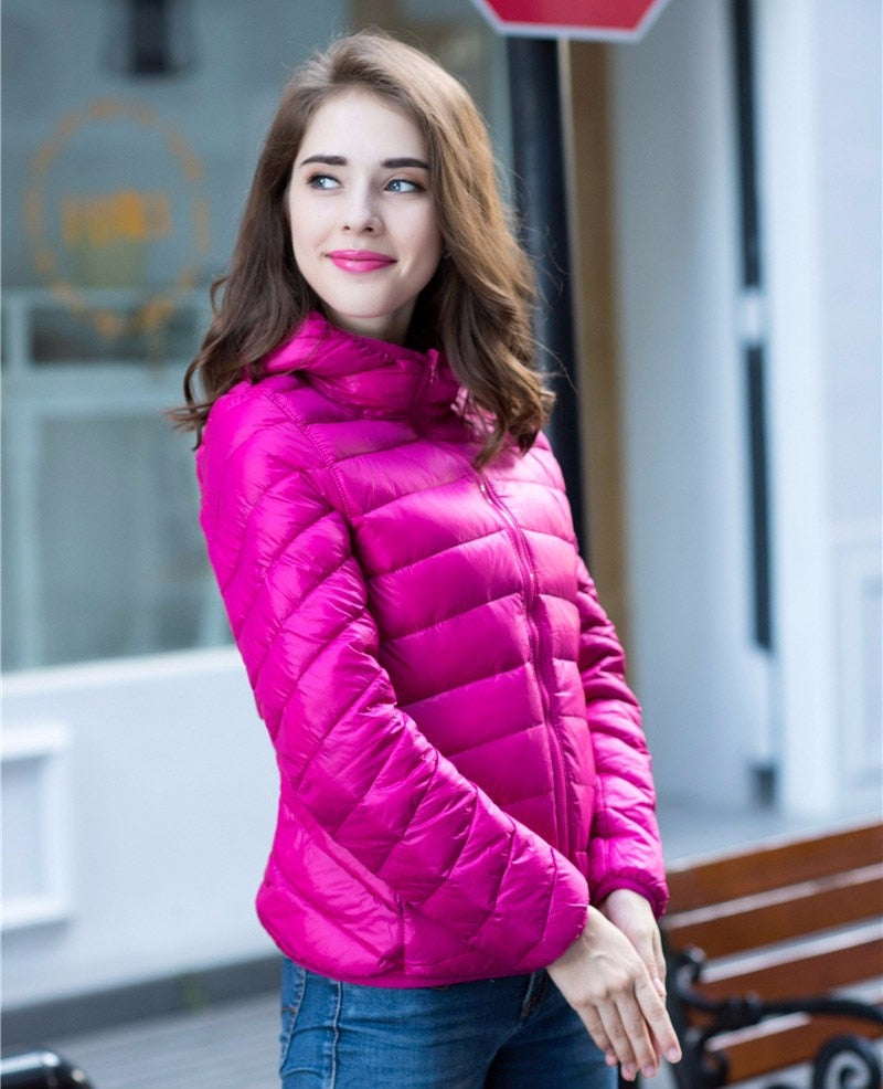 Damen Wende-Daunenjacke Leicht Warm Wasserdicht