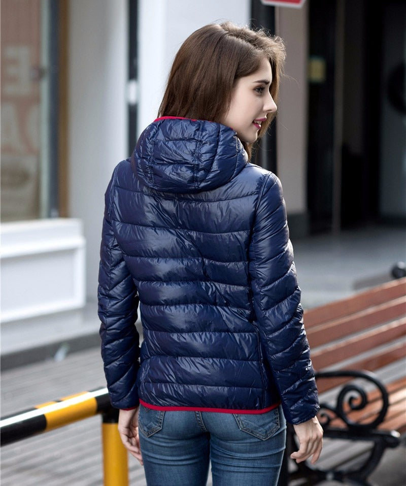 Damen Wende-Daunenjacke Leicht Warm Wasserdicht