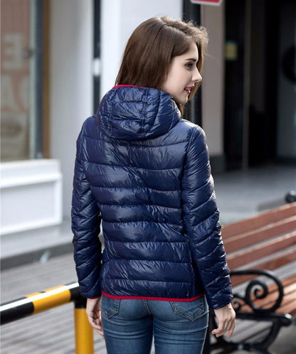 Damen Wende-Daunenjacke Leicht Warm Wasserdicht