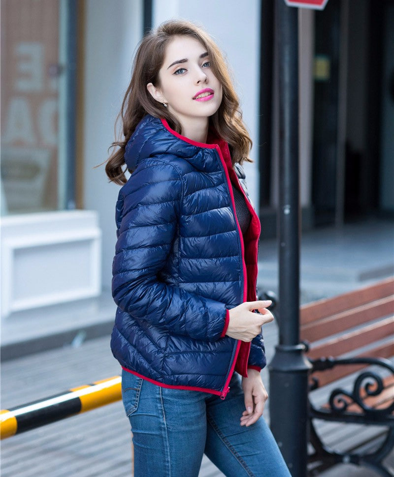 Damen Wende-Daunenjacke Leicht Warm Wasserdicht