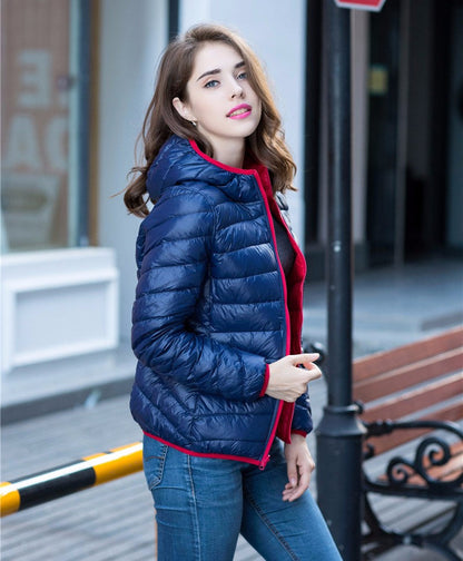 Damen Wende-Daunenjacke Leicht Warm Wasserdicht