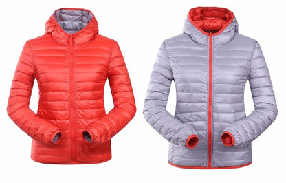 Damen Wende-Daunenjacke Leicht Warm Wasserdicht