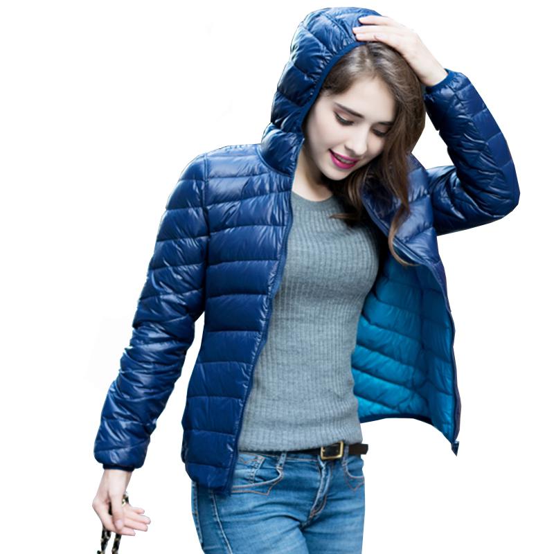 Damen Wende-Daunenjacke Leicht Warm Wasserdicht