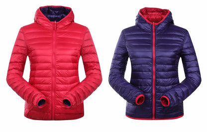 Damen Wende-Daunenjacke Leicht Warm Wasserdicht