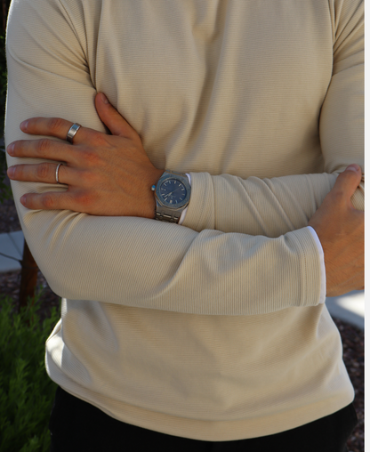 Herren Armbanduhr Edelstahl 41mm Elegant es Lederband