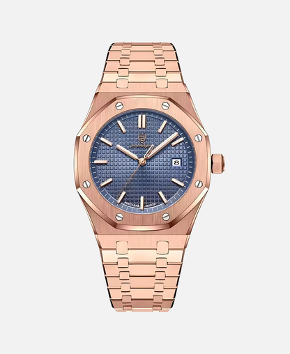 Herren Armbanduhr Edelstahl 41mm Elegant es Lederband