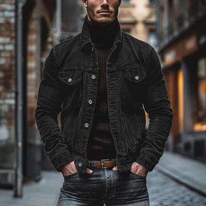 Herren Lederjacke Einreiher Vintage Stil Leder