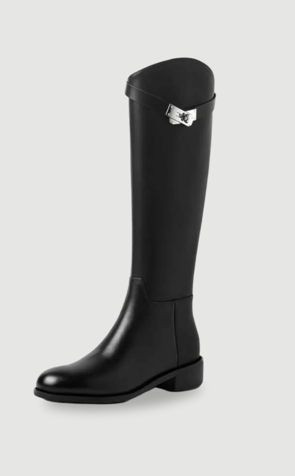 Damen Reitstiefel Leder Schwarz Hochwertig - Norvielle