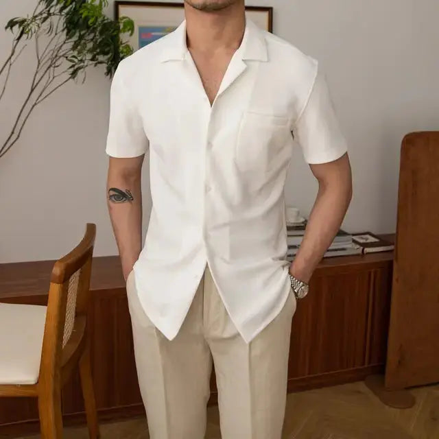 Herren Sommerhemd Kurzarm Relaxed Fit Leicht