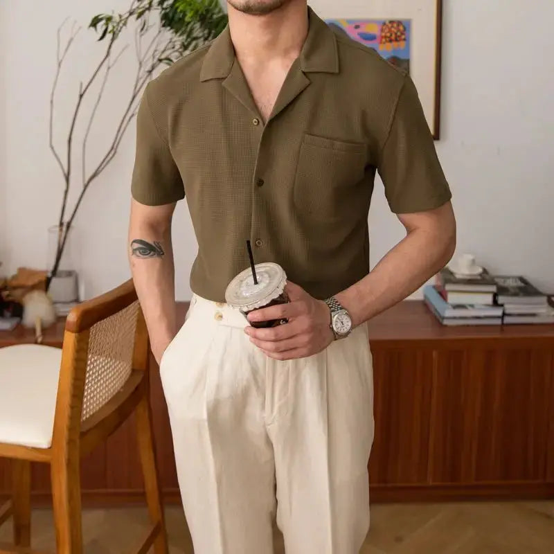 Herren Sommerhemd Kurzarm Relaxed Fit Leicht - Norvielle