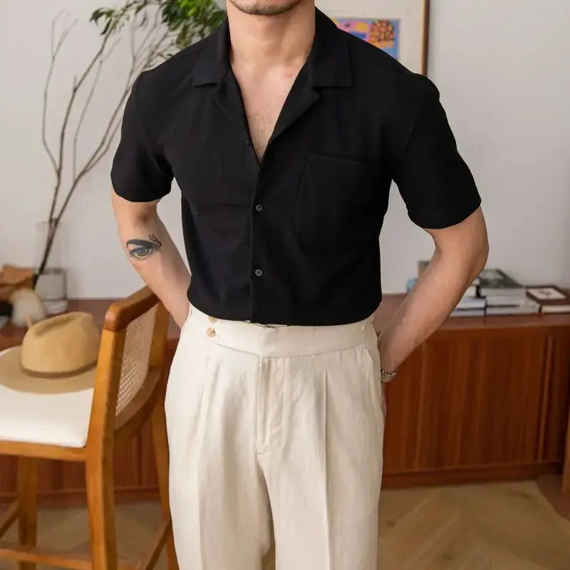 Herren Sommerhemd Kurzarm Relaxed Fit Leicht