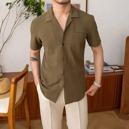 Herren Sommerhemd Kurzarm Relaxed Fit Leicht