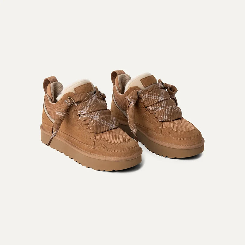 Damen Plateau Sneaker Veloursleder