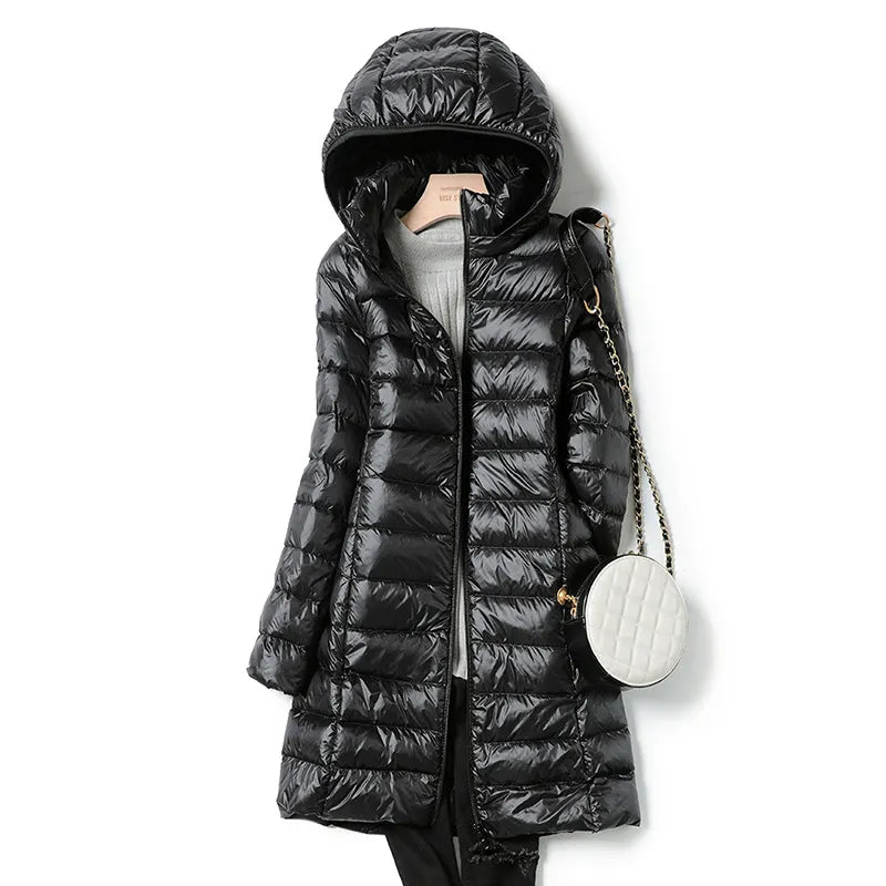Damen Daunenjacke Ultraleicht Warm Schwarz - Norvielle