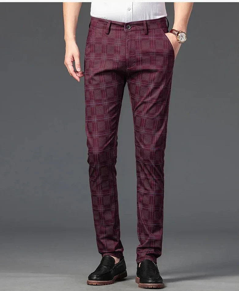 Herren Slimfit Hosen Kariert Elegant