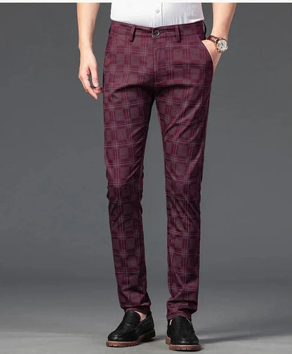 Herren Slimfit Hosen Kariert Elegant