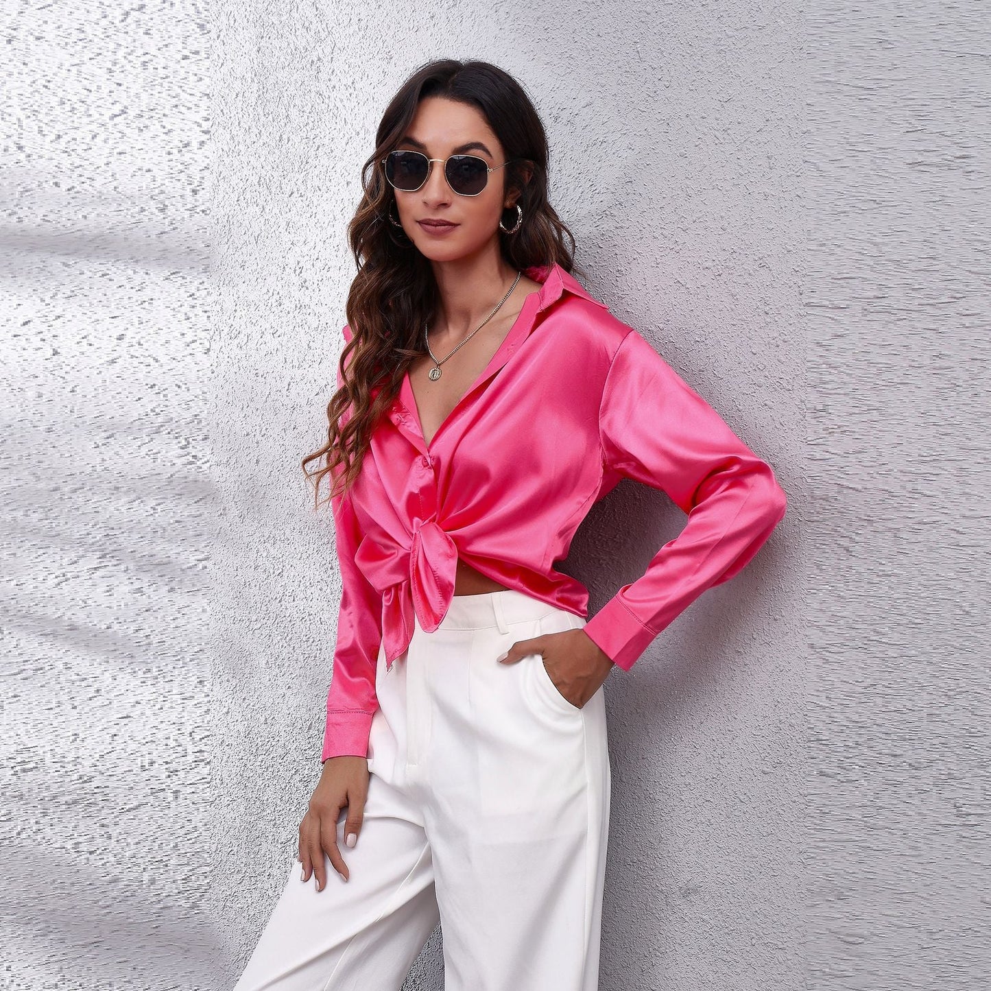 Solira Satinbluse Damen Rosa
