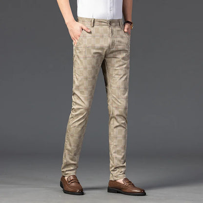 Herren Slimfit Hosen Kariert Elegant
