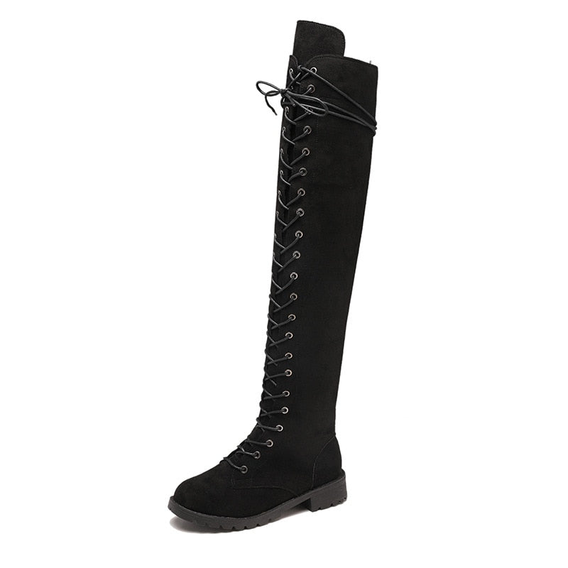 Damen Knie Stiefel Bequem