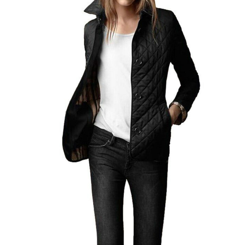 Damen Steppjacke Knöpfe Freizeitjacke