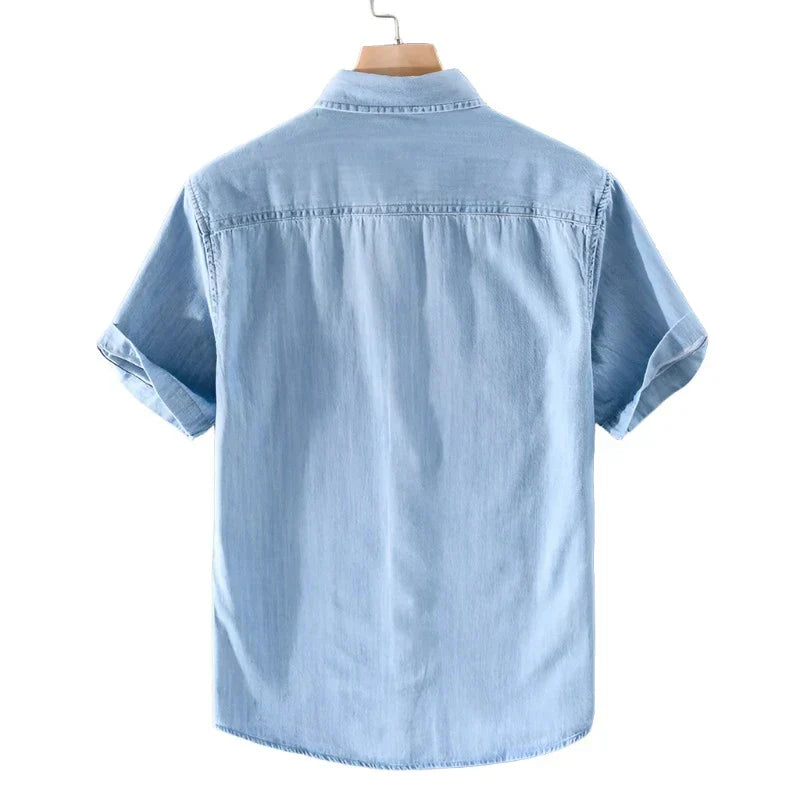 Herrenhemd Baumwolle Denim Blau Modern - Norvielle
