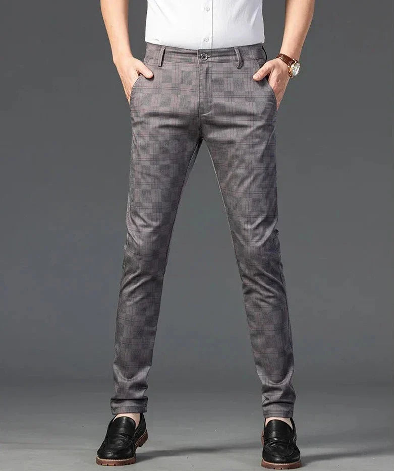 Herren Slimfit Hosen Kariert Elegant