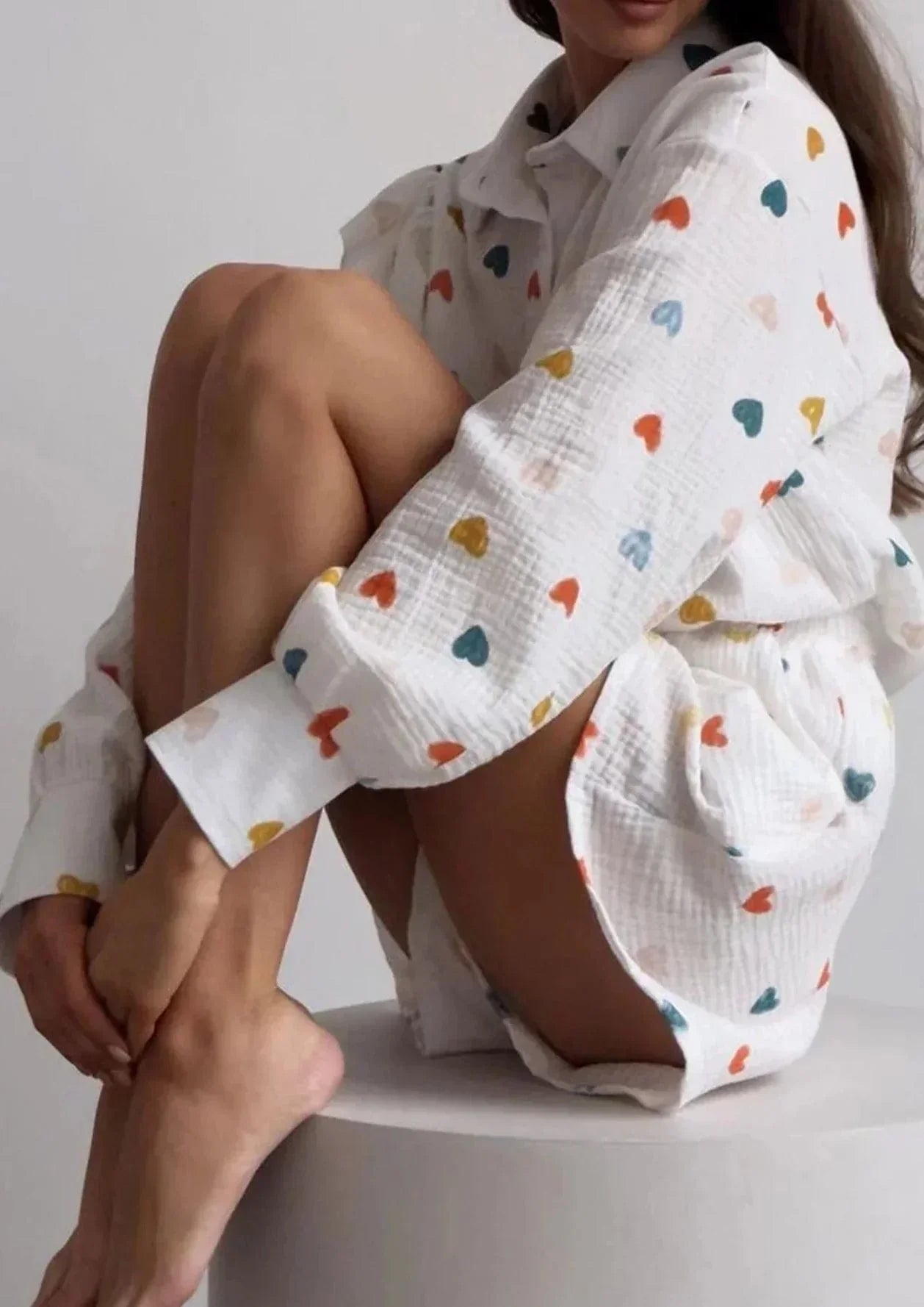Herz-Print Damen Zweiteiler Sommeroutfit