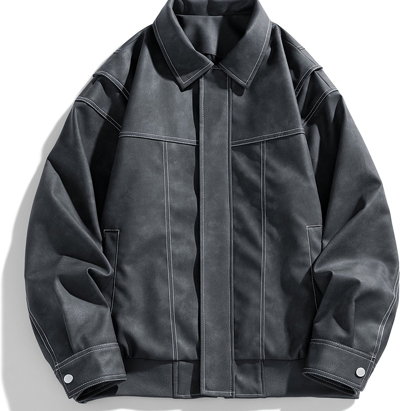 Damen Lederjacke Klappkragen Taschen