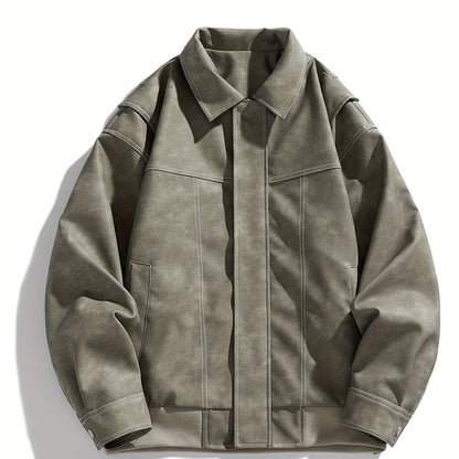 Damen Lederjacke Klappkragen Taschen