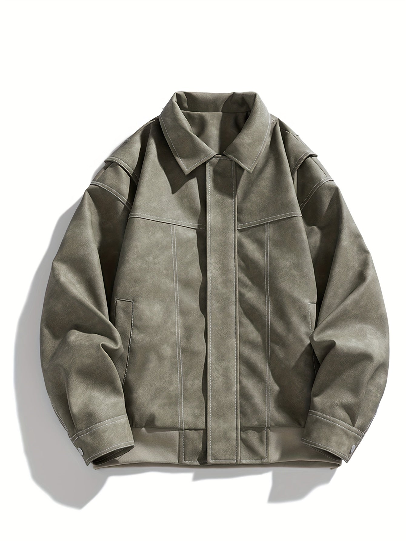 Damen Lederjacke Klappkragen Taschen