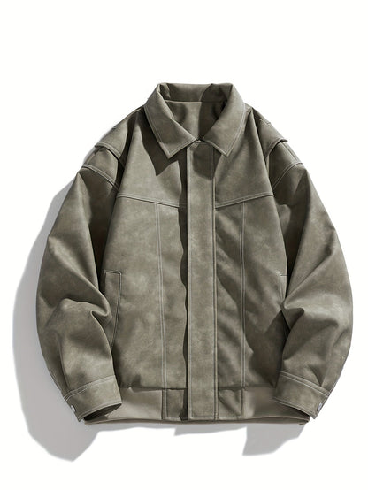 Damen Lederjacke Klappkragen Taschen