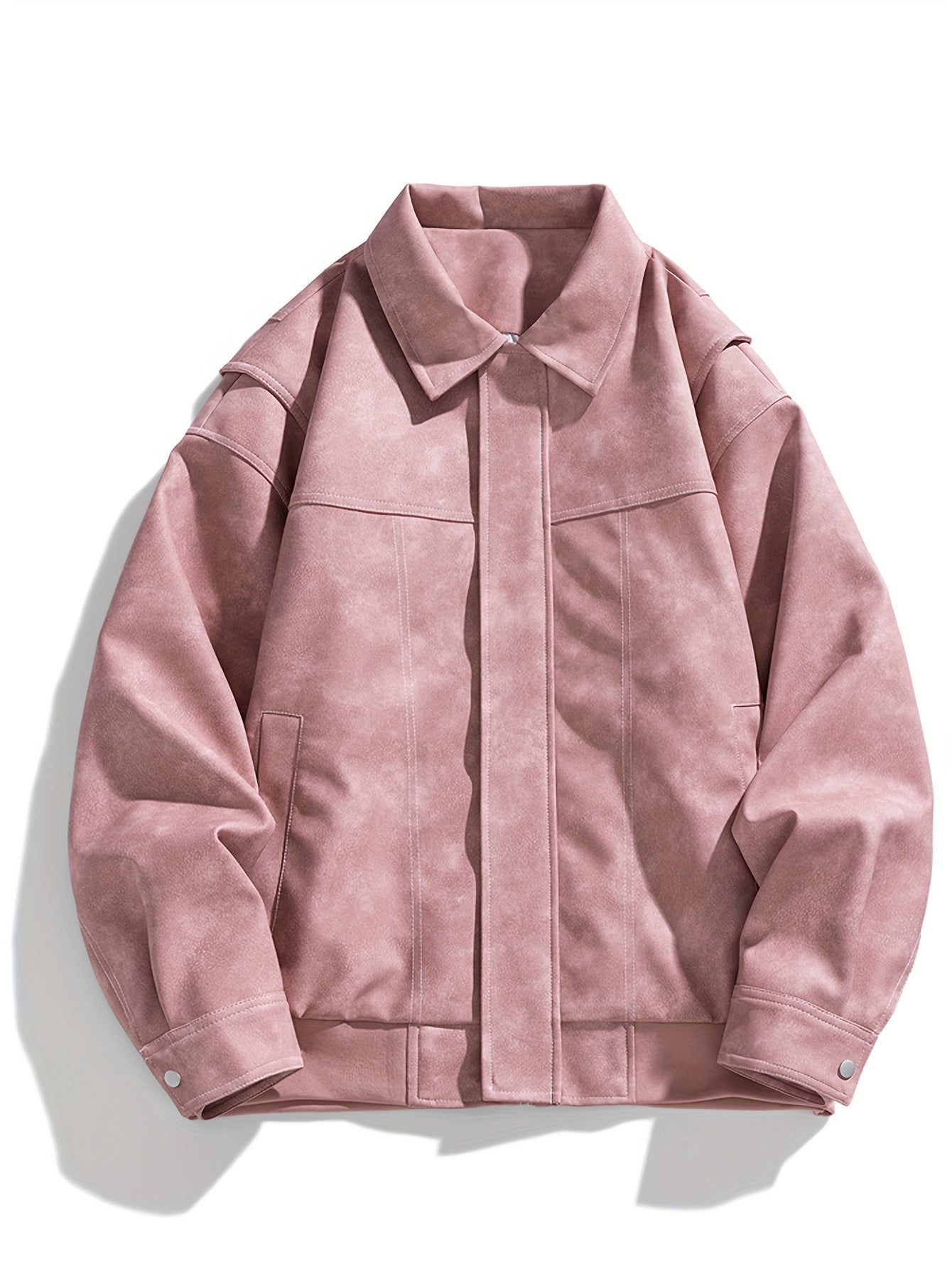 Damen Lederjacke Klappkragen Taschen