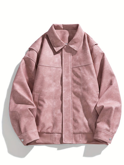 Damen Lederjacke Klappkragen Taschen