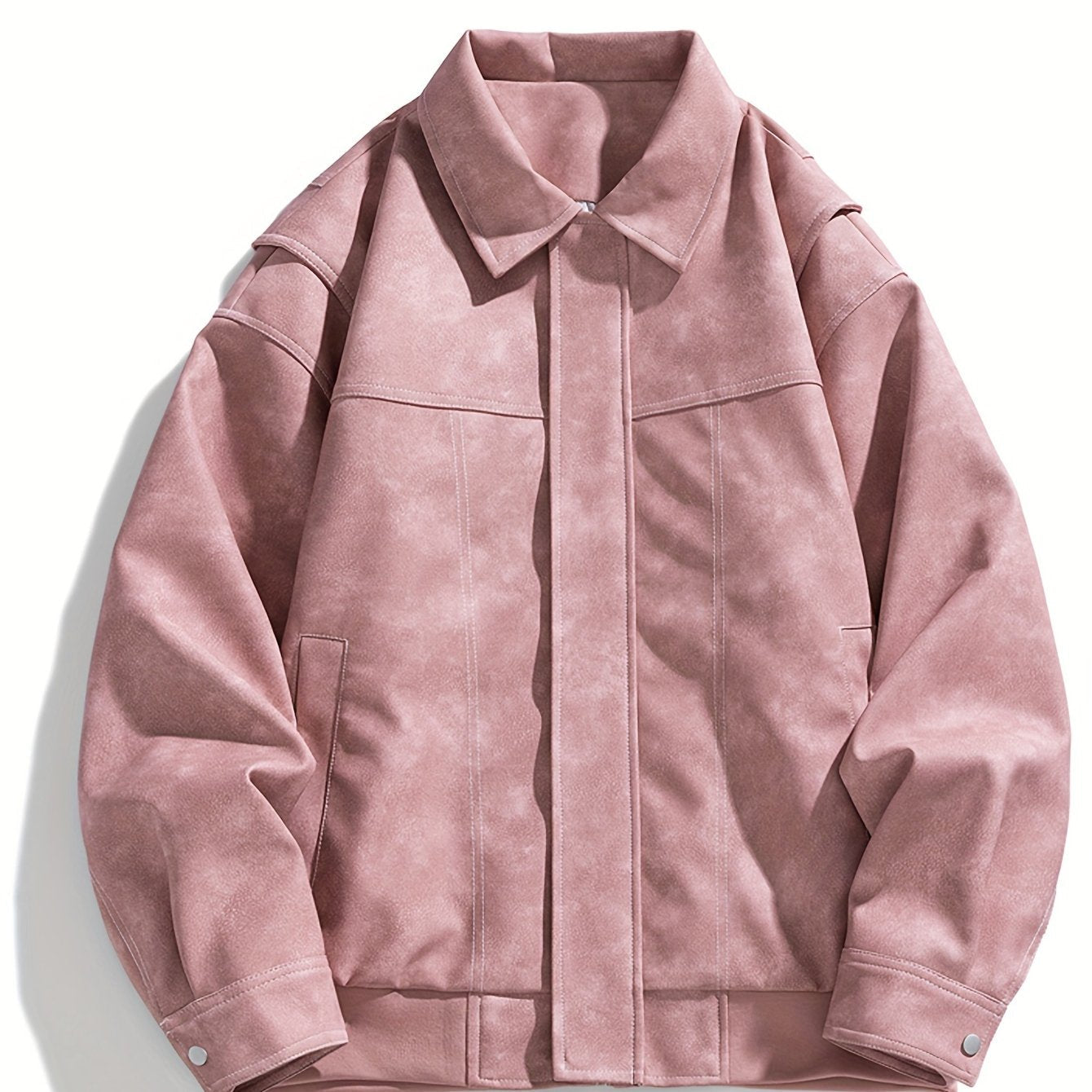 Damen Lederjacke Klappkragen Taschen